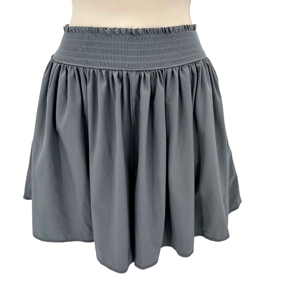 Athleta Womens Gray Lightweight Pockets Smocked Waist Flowy Skort Size M